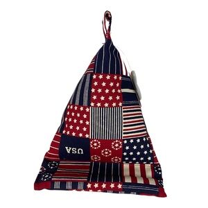Cell Phone Holder Pillow Stand USA Red White Blue Print Pattern Fabric Handmade
